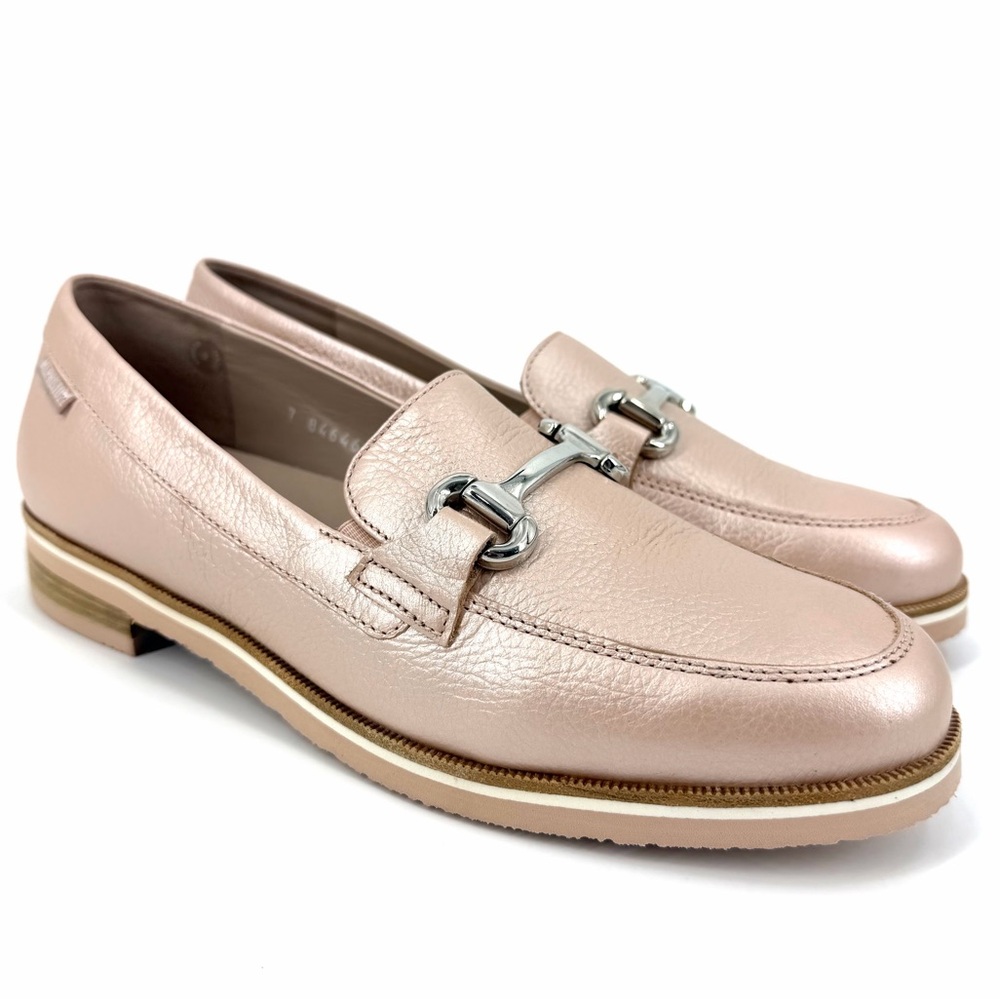 Mephisto Roxana Horsebit Slip On Loafer Metallic Blush Pink Nude Sz 7.5